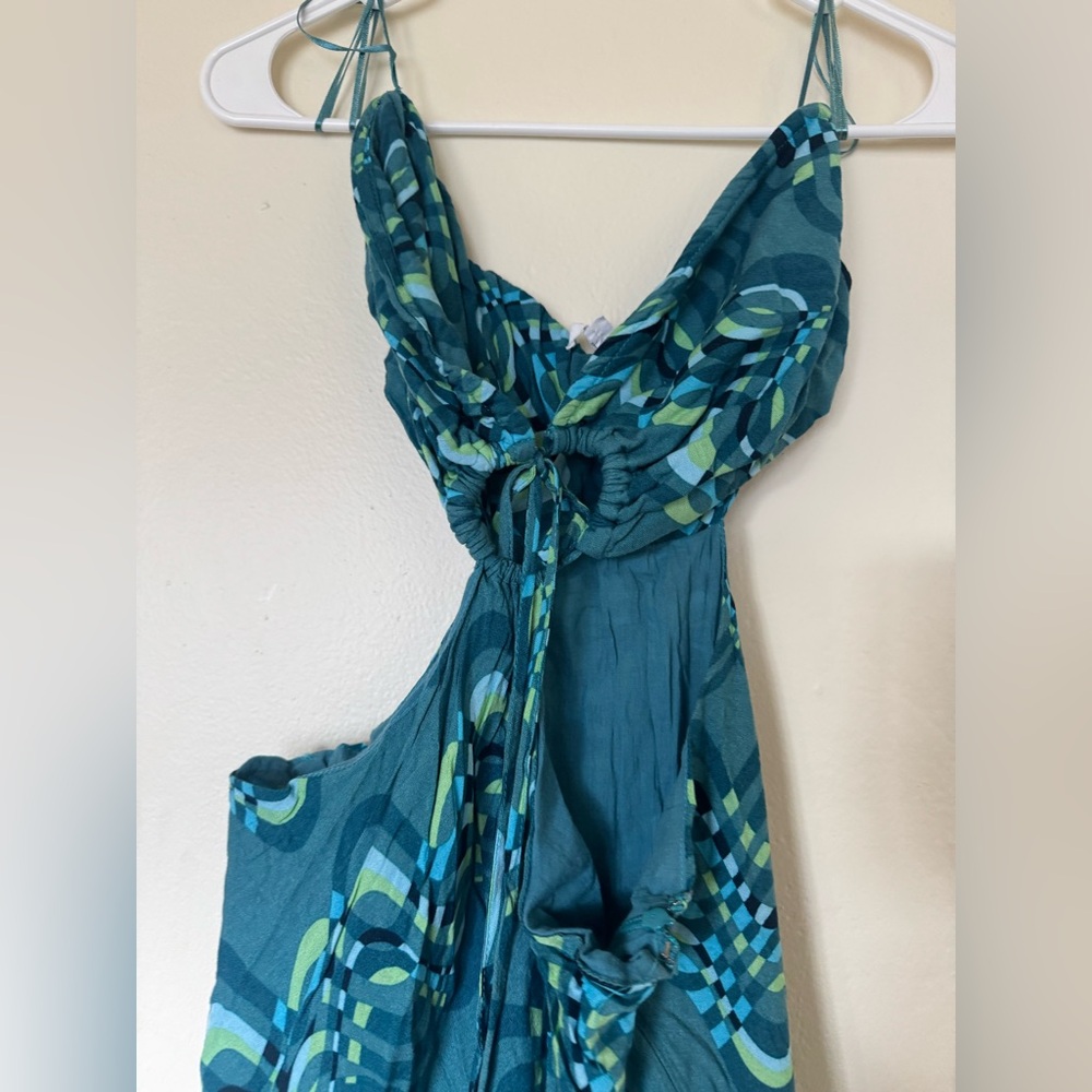 O'Neill Teal Backless Maxi Dress Halter Beach Cute Dress #003 - Picture 6 of 7